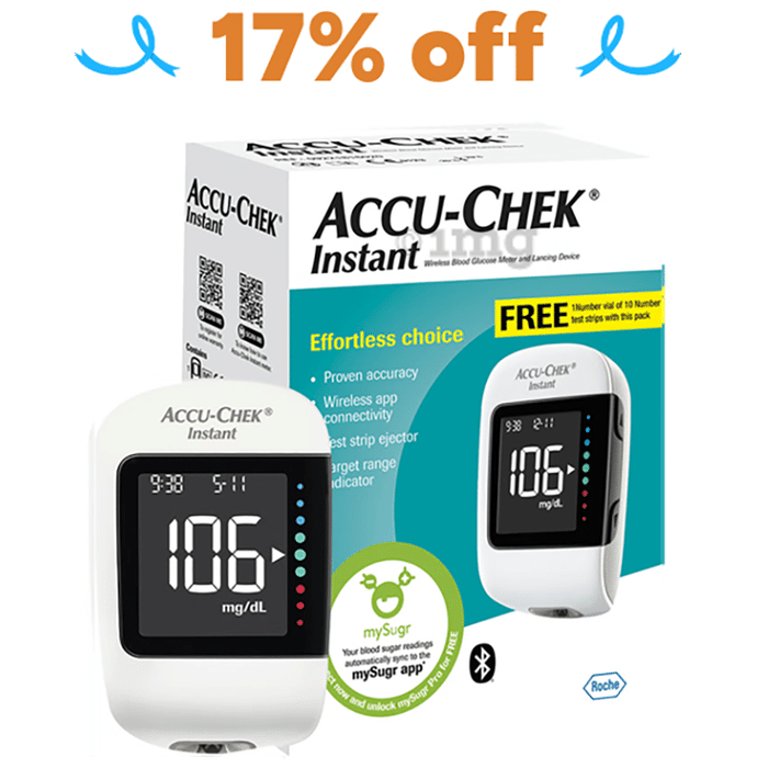 Accu-Chek Instant Glucometer Combo Pack with Free 10 Test Strips | mySugr App | Wireless | Blood Glucose Monitors | Diabetes Monitoring Devices