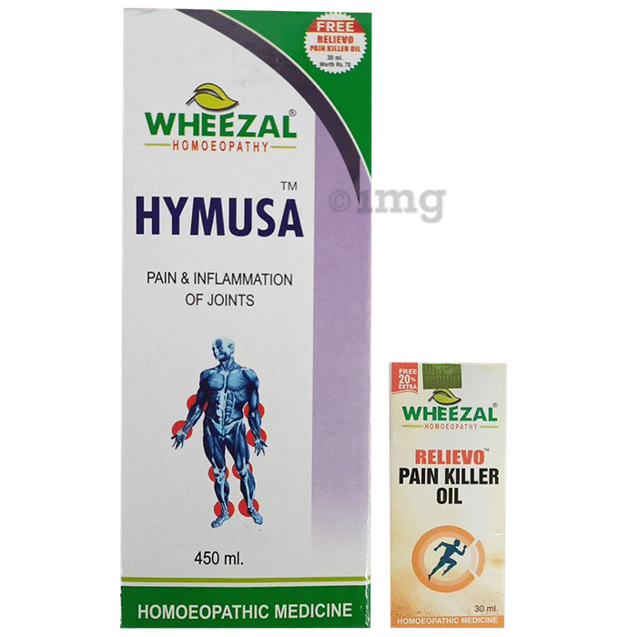 Wheezal Hymusa Syrup with Wheezal Relievo Pain Killer Oil Free