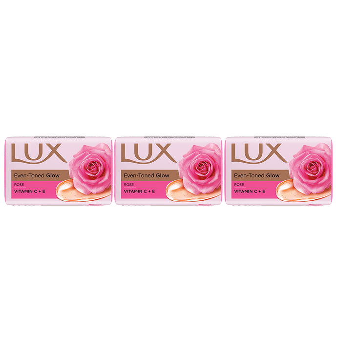 Lux Even Toned Glow Soap infused with Vitamin C & E for Superior Glow (150 gm Each) Rose
