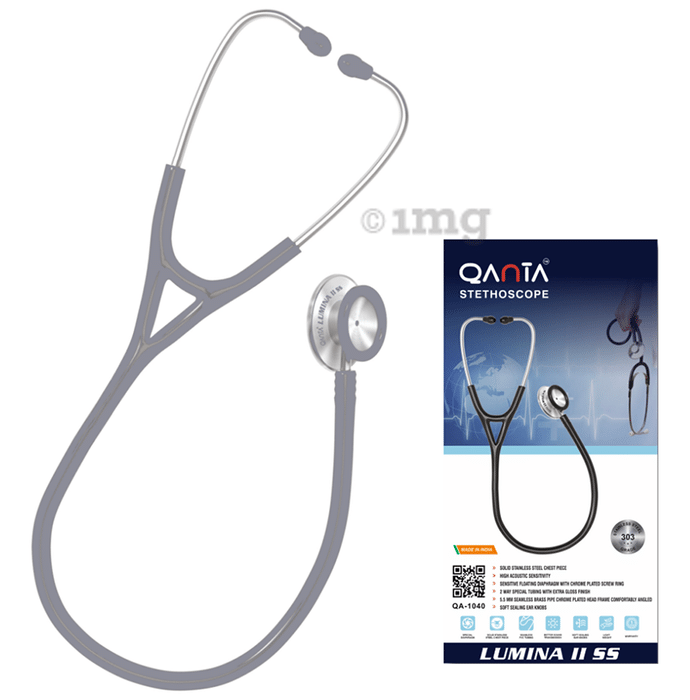 Qanta QA-1040 Stethoscope Lumina II SS With Stainless Steel Chest Piece Grey