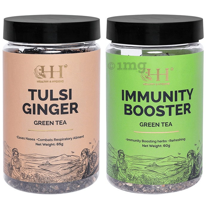 Healthy & Hygiene Combo Pack of Tulsi Ginger Green Tea 65gm & Immunity Booster Green Tea 60gm
