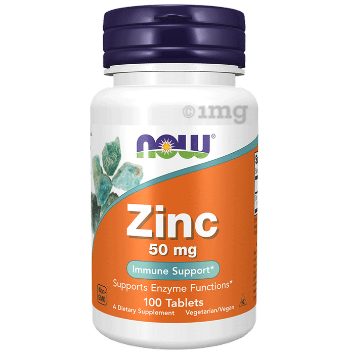 Now Zinc 50mg for Enzyme Functions & Immune Support | Vegetarian Tablet