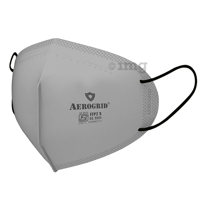 Aerogrid FFP2 Premium 6 Layer N95 Mask with Headband Converter Strip Grey with Black Ear Loop