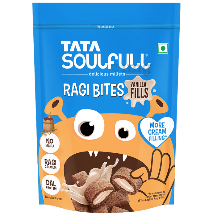 Tata Soulfull Ragi Bites Choco Fills, No Maida, Delicious Millets, Breakfast Cereal Vanilla Fills