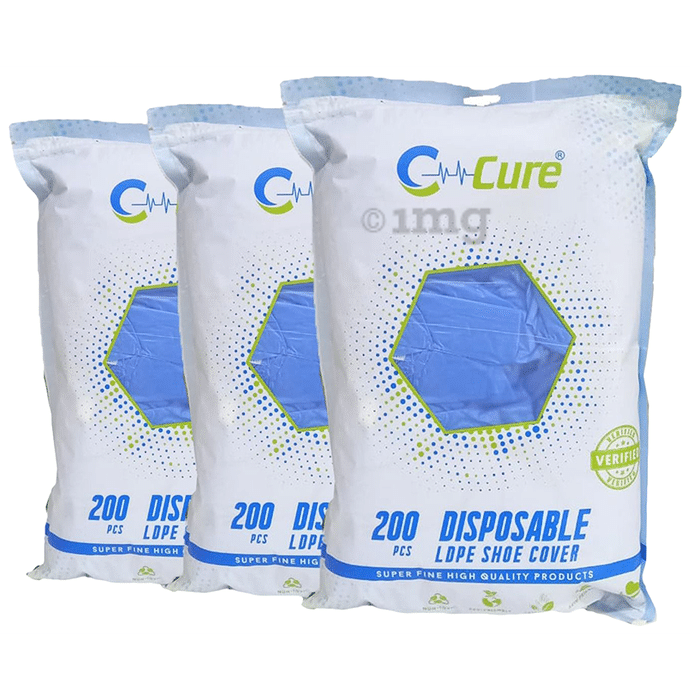 C Cure Disposable Plastic LDPE Shoe Cover with Zipper Pack (200 Each)