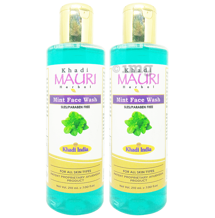 Khadi Mauri Herbal Mint Face Wash (210ml Each) Paraben Free