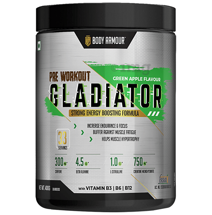 Body Armour  Pre Workout Gladiator Powder Green Apple