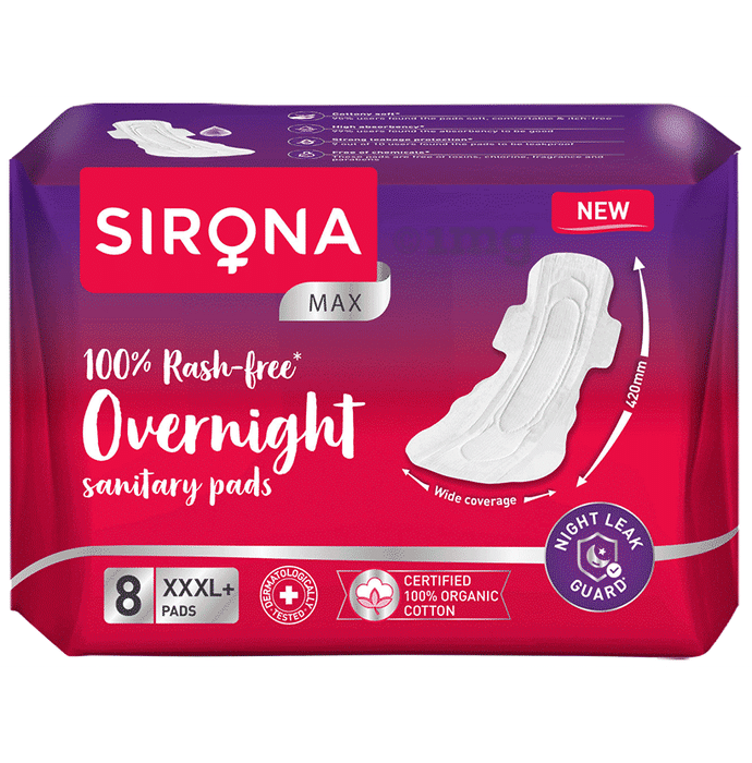 Sirona Max 100% Rash-Free Overnight Sanitary Pads XXXL+