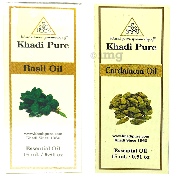 Khadi Pure Combo Pack of Basil Oil & Cardamom Oil (15ml Each)