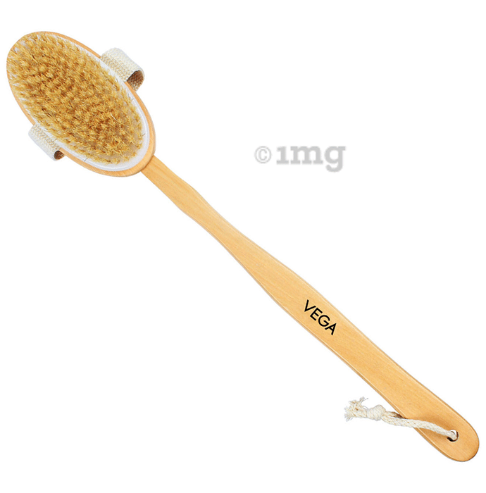 Vega NBA 1/3 Detachable Wooden Bristle Bath Brush with Long Handle