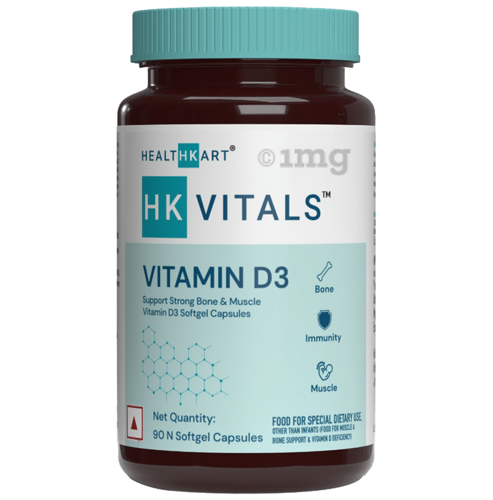 Healthkart HK Vitals Vitamin D3 for Bones, Immunity & Muscles | Soft Gelatin Capsule
