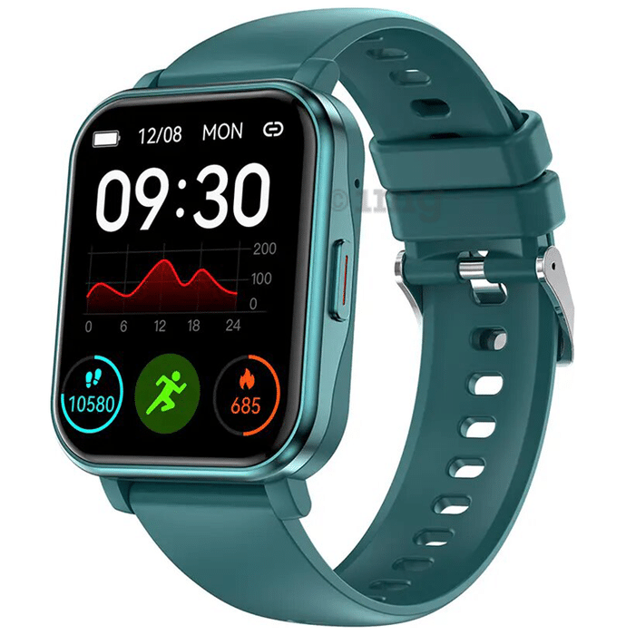GOQii Stream Bluetooth Calling Smart Watch with 5 Lakh Health, 1 Lakh Life Insurance and 3 Months Free Health & Fitness Coaching Green