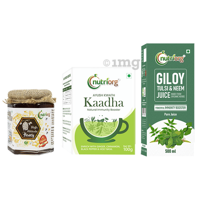 Nutriorg Combopack of High Altitude Honey 250gm , Ayush Kwath Kaadha 150gm & Giloy Tulsi Neem Juice 500ml
