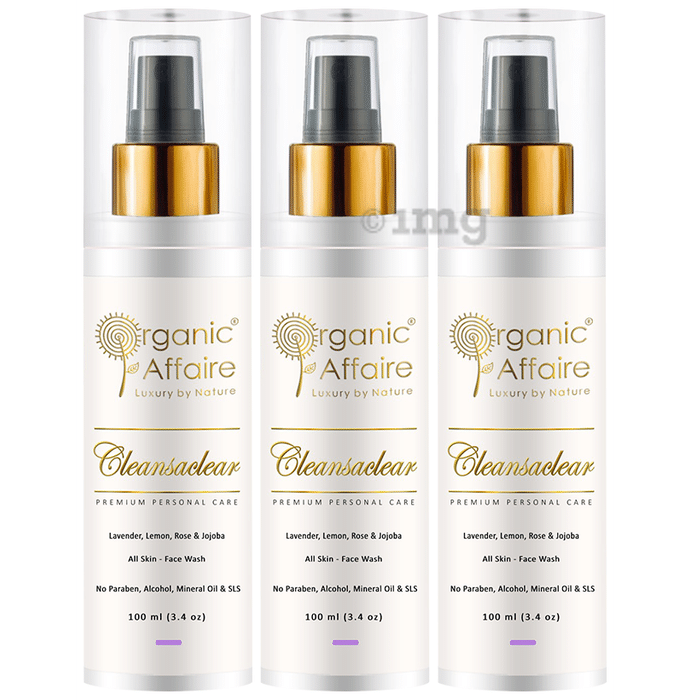 Organic Affaire Cleansaclear Skin Brightening Face Wash with Vitamin C, Lavender, Lemon, Rose & Jojoba (100ml Each)