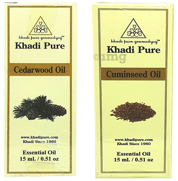 Khadi Pure Combo Pack of Cedarwood Oil & Cuminseed Oil (15ml Each)