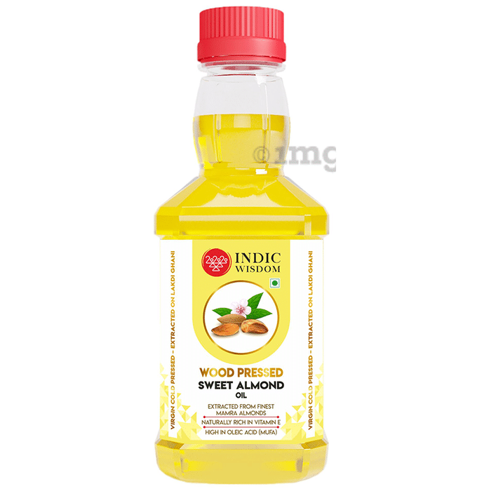 Indic Wisdom Wood Pressed Sweet Almond Oil  (Cold Pressed - Extracted on Wooden Churner)