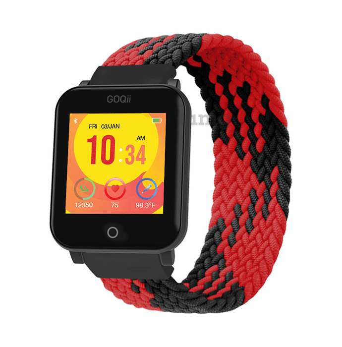 GOQii Vital Junior Fitness with 3 Months Health & Personal Coaching Smart Watch Red and Black