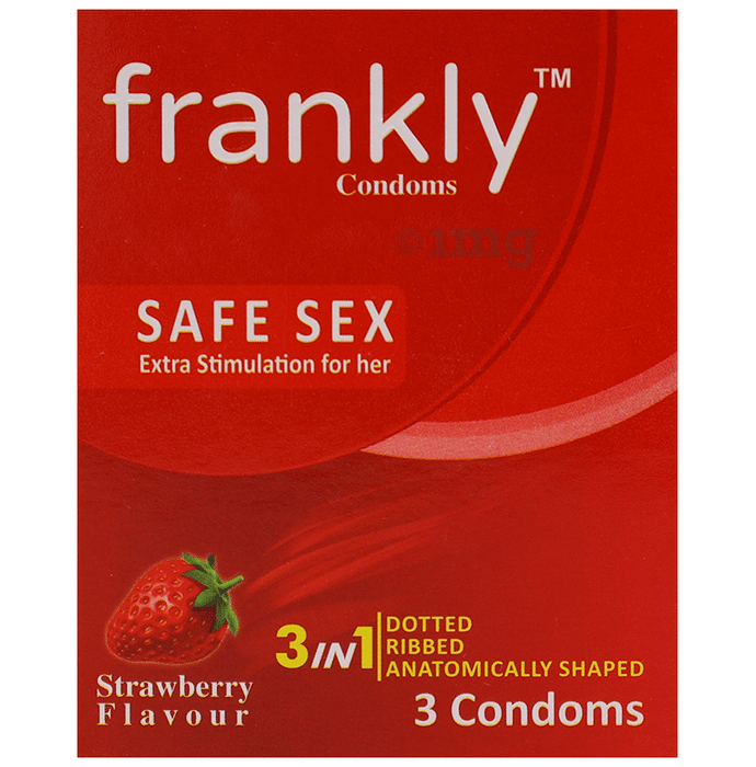 Frankly Dotted Ribbed Anatomically Shaped Condom Strawberry