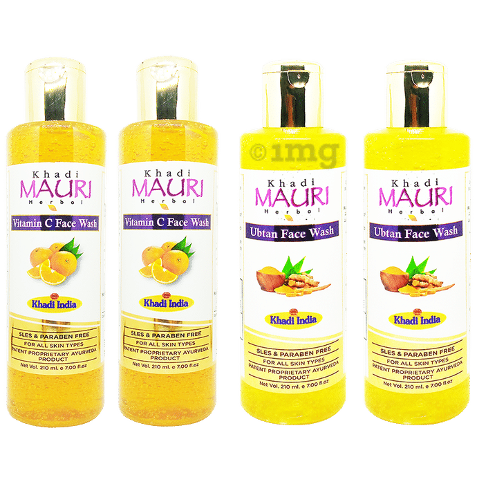 Khadi Mauri Herbal Ubtan & Vitamin C Face Wash (210ml Each)