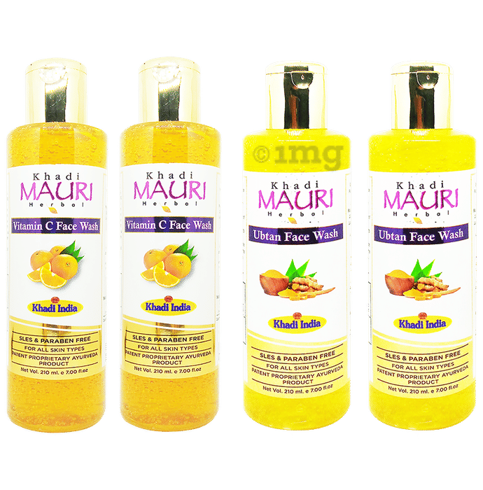 Khadi Mauri Herbal Ubtan & Vitamin C Face Wash (210ml Each) Buy combo