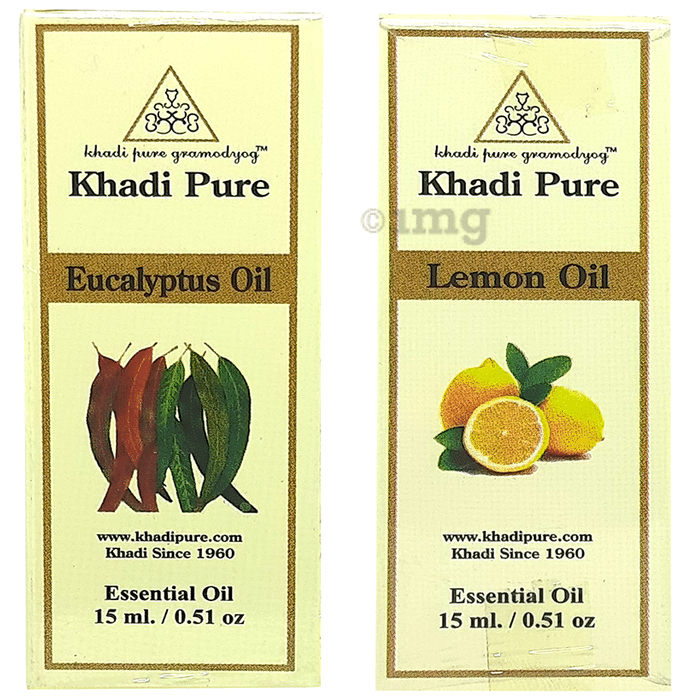 Khadi Pure Combo Pack of Eucalyptus Oil & Lemon Oil (15ml Each)