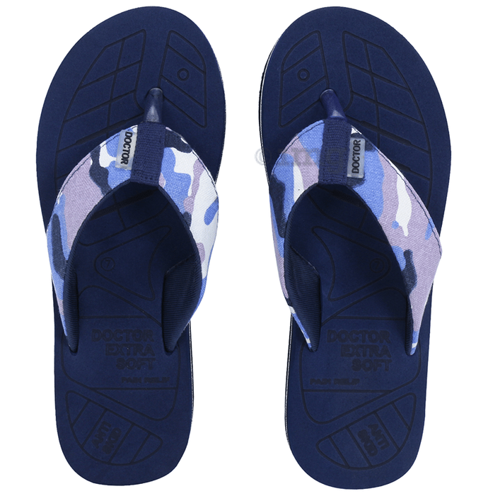 Doctor Extra Soft D 55 Camo Care Orthopaedic and Diabetic Adjustable Strap Super Comfort Flipflops for Men Navy 8