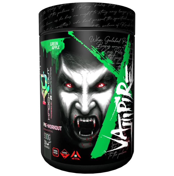 Knockout Vampire Pre-Workout Powder Green Apple with Free Shaker