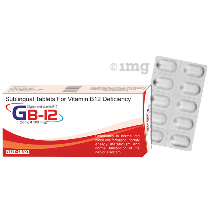 GB-12 Tablet for Vitamin B12 Deficiency, Antioxidant, production of DNA and RNA, Healthy Nerve Cells & Fatigu Tablet