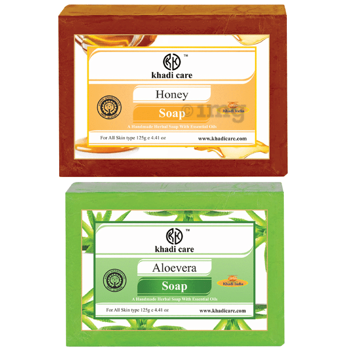 Khadi Care Combo Pack of Herbal Aloevera Soap & Honey Soap (125gm Each)