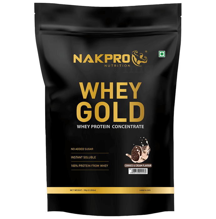 Nakpro Nutrition Whey Protein Gold for Muscle Support | Flavour Cookies & Cream