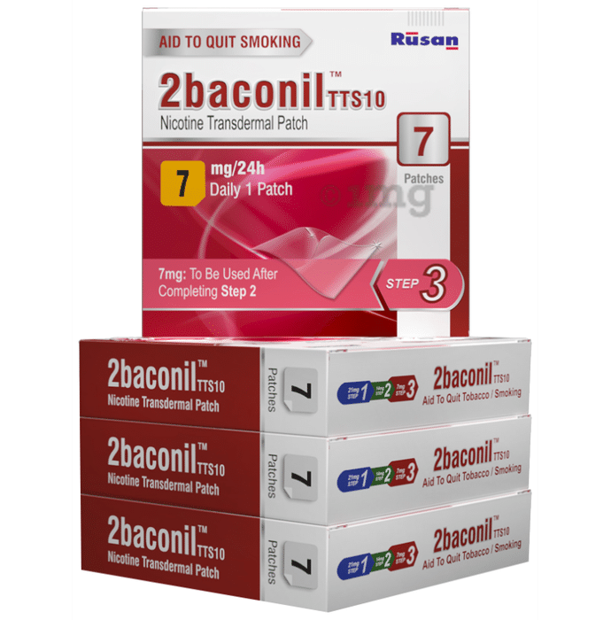 2baconil Step 3 Nicotine 7mg Transdermal Patch 1 Month Therapy (7 Each)