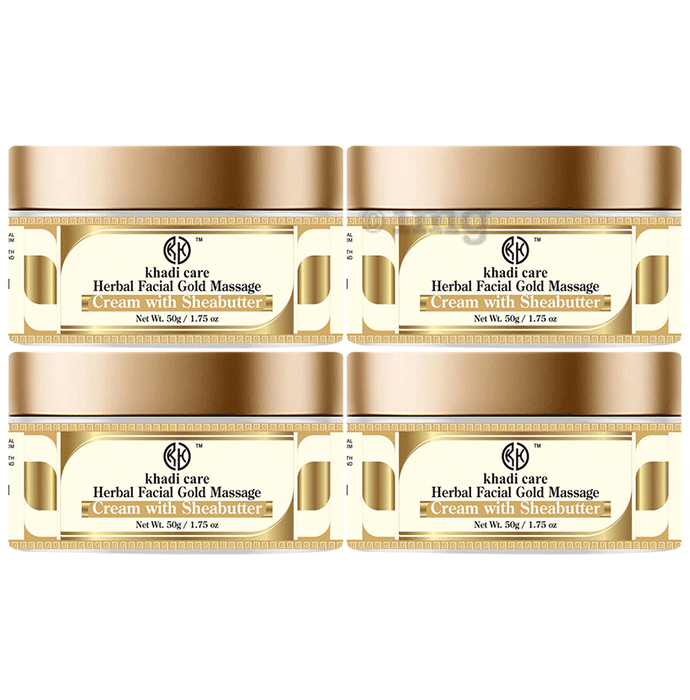 Khadi Care Herbal Facial Gold Massage Cream with Sheabutter (50gm Each)