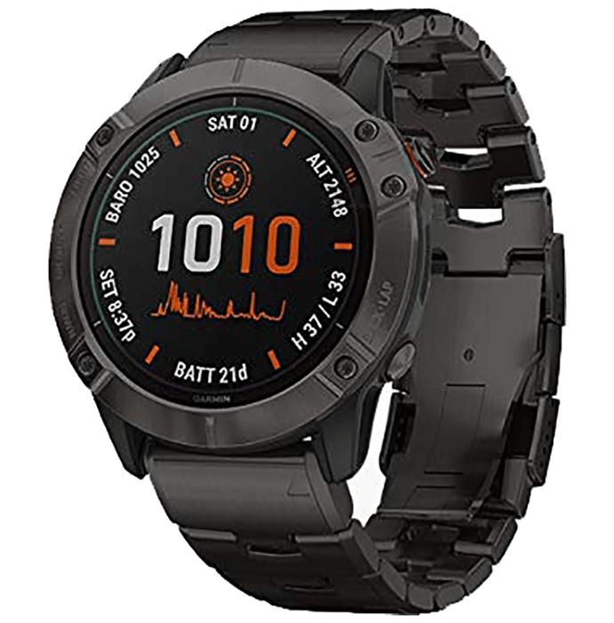 Garmin Fenix 6X Pro Solar with Vented Titanium Bracelet Premium Multisport GPS Smartwatch Titanium