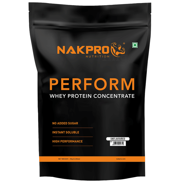 Nakpro Nutrition Perform Whey Protein Concentrate for Muscle Recovery | No Added Sugar | Flavour Unflavoured