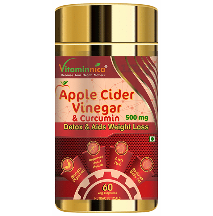 Vitaminnica Apple Cider Vinegar & Curcumin 500mg Veg Capsule