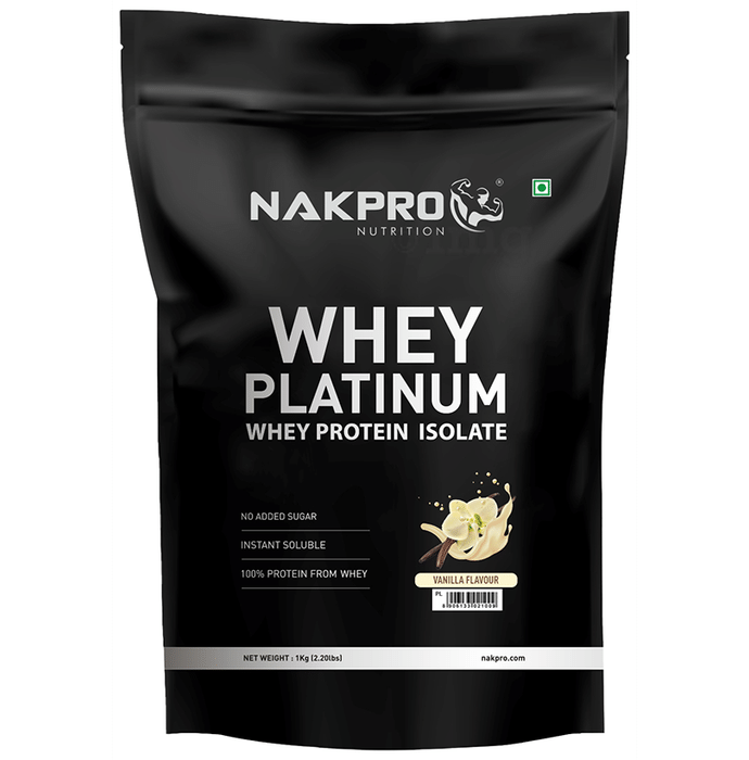 Nakpro Nutrition Whey Platinum Protein Isolate for Muscle Recovery | Flavour Vanilla