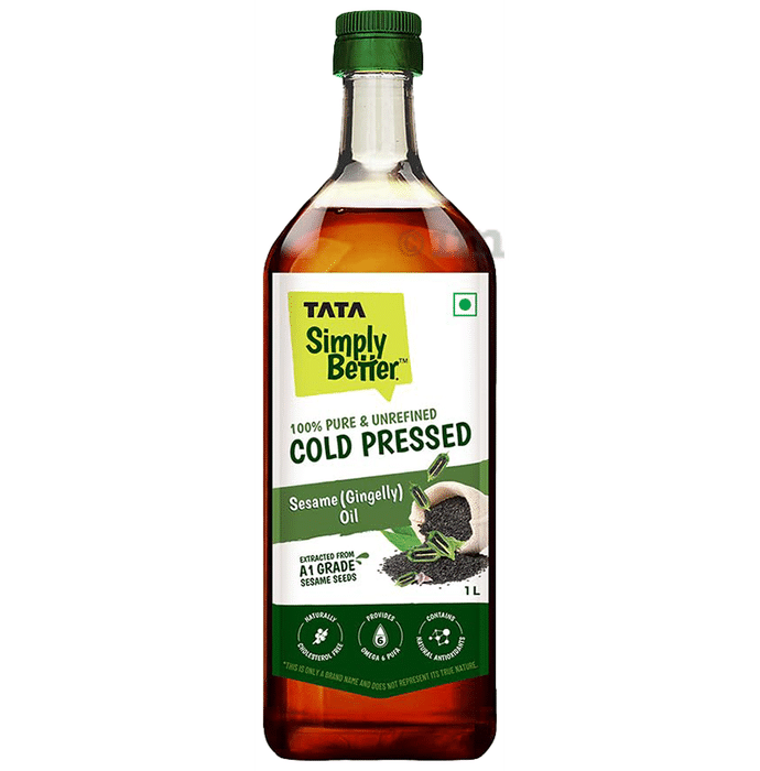 Tata Simply Better Pure and Unrefined Cold Pressed Sesame/Gingelly Oil, Naturally Cholesterol Free