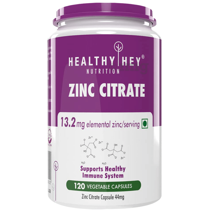 HealthyHey Nutrition Zinc Citrate 44mg Vegetable Capsule