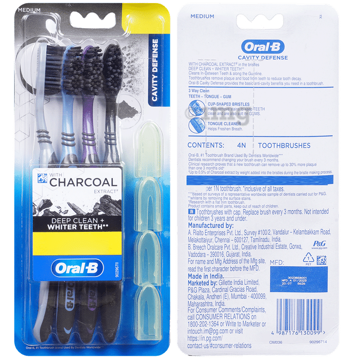 Oral-B Cavity Defence Medium Toothbrush with Charcoal