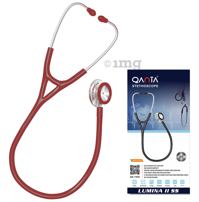 Qanta QA-1040 Stethoscope Lumina II SS With Stainless Steel Chest Piece Red
