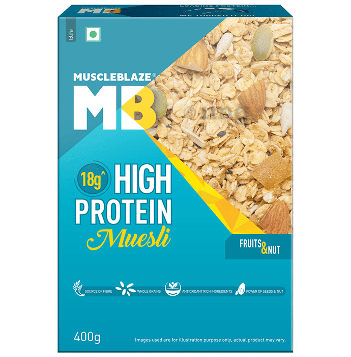 MuscleBlaze MB 18g High Protein Muesli Fruits & Nut Buy box of 400 gm