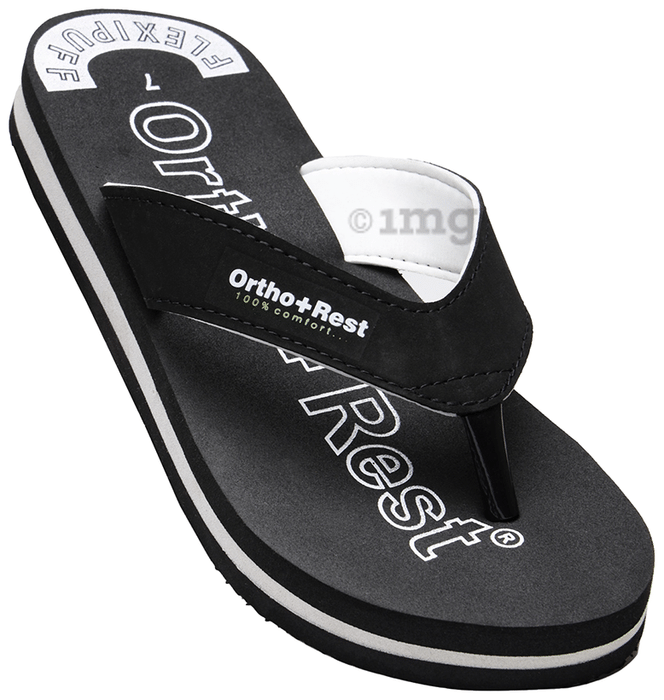 Ortho + Rest Men Slipper Orthopedic Super Soft, Lightweight and Comfortable Flip Flops for Home Daily Use Black 9