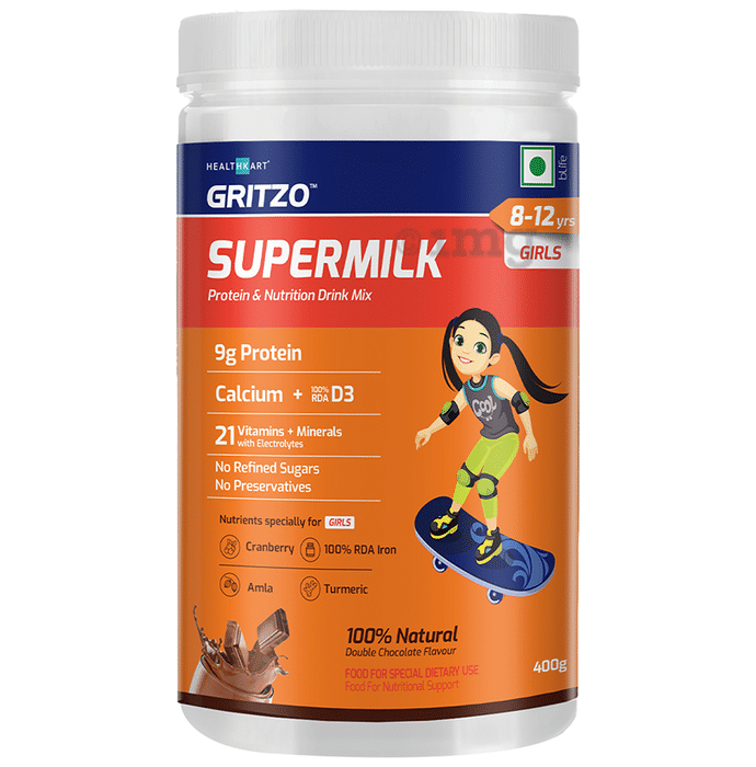 Gritzo SuperMilk Daily Nutrition 8-12 yrs Girls Double Chocolate