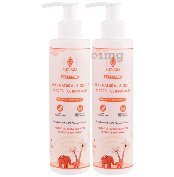 Mevasa Coccocino Milky Natural & Gentle Head to Toe Baby Wash (200ml Each)