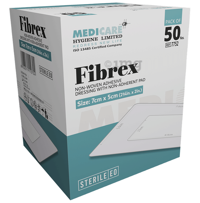 Medica Fibrex Non-Woven Adhesive Dressing With Non-Adherent Pad 5cm x 7cm