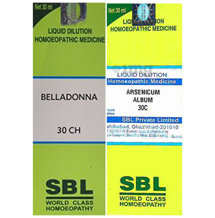 Combo Pack of SBL Arsenicum Album Dilution 30 CH & SBL Belladonna Dilution 30 CH (30ml Each)