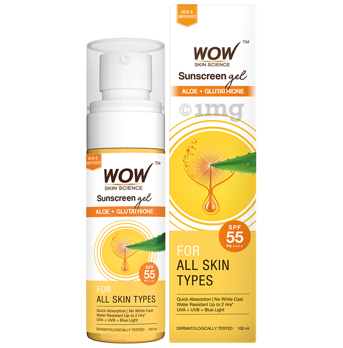WOW Skin Science Aloe + Glutathione SPF 55 PA++++ Sunscreen Gel
