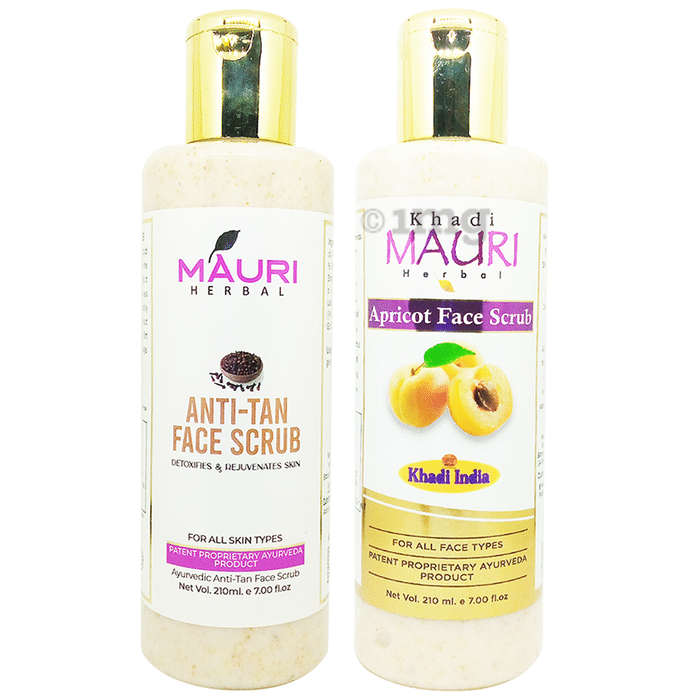 Khadi Mauri Herbal Anti-Tan & Apricot Face Scrub (210ml Each)