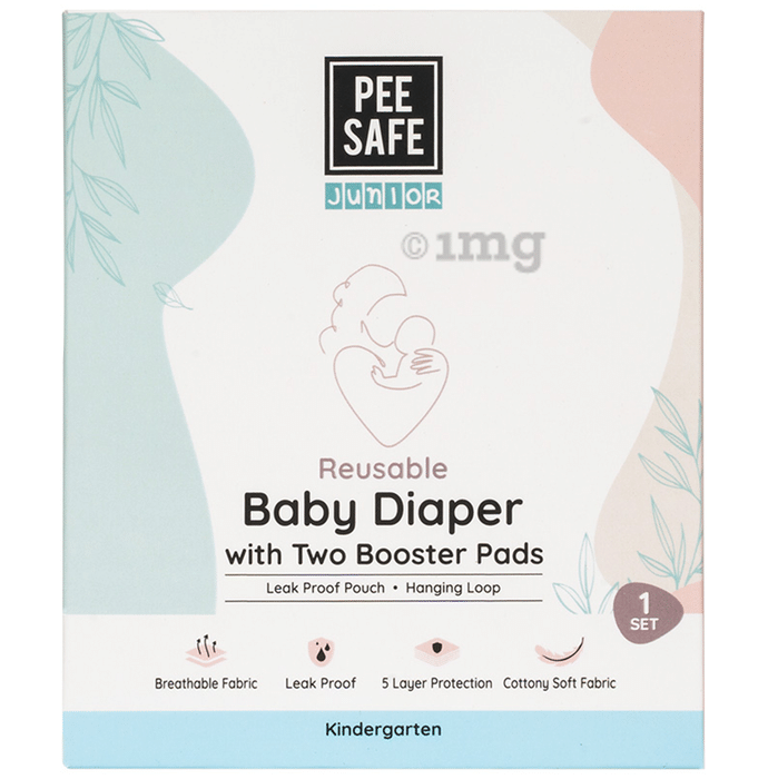 Pee Safe Junior Reusable Baby Diaper Pads with Two Booster pads Kindergarten