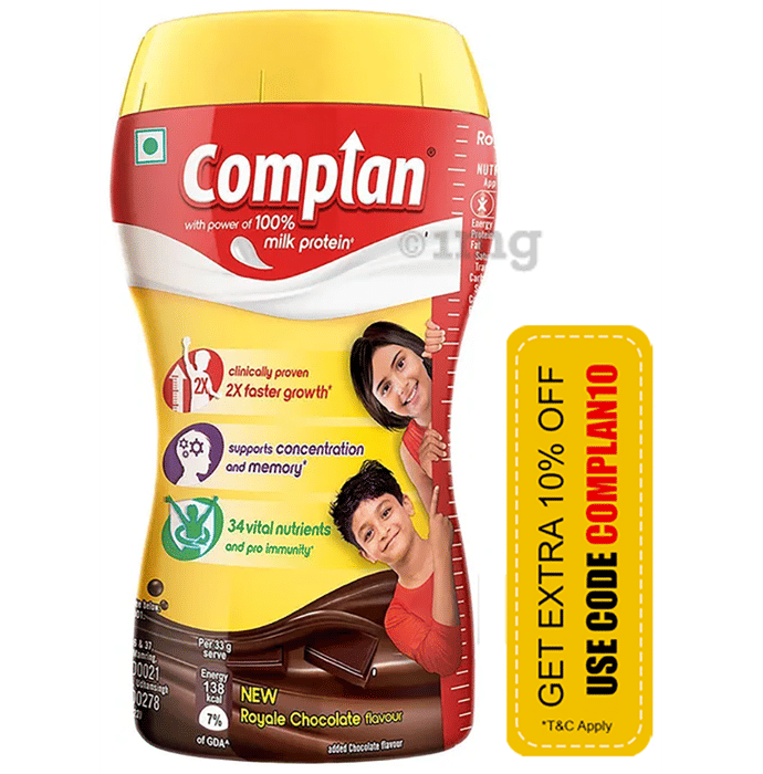 Complan Nutrition Drink Powder for Children | Nutrition Drink for Kids with Protein & 34 Vital Nutrients | Royale Chocolate